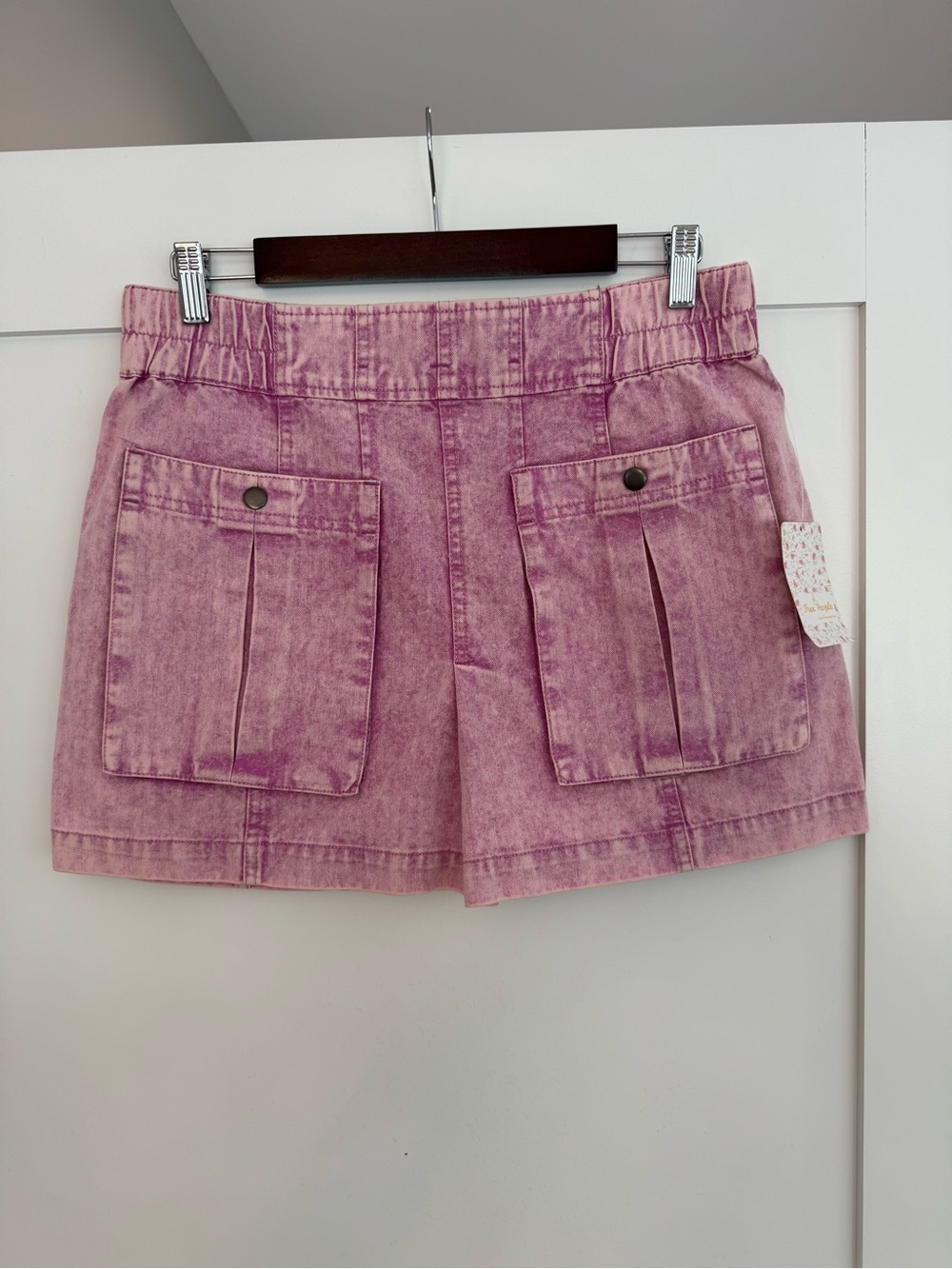 NWT Free People Valley Girl Pink Cargo Utility Mini Skirt Size 8 - Picture 2 of 8